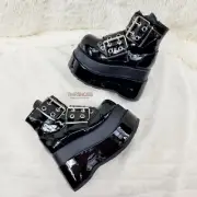 Bear 104 Black Patent 4.5" Goth Punk Rock Platform Ankle Boots Restocked NY