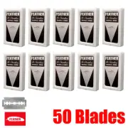 50 Feather Razor Japan Blades Red pack HI-STAINLESS Double edge Platinum coated