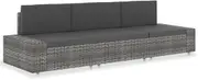 Sectional Sofa 3-Seater Poly Rattan Grey