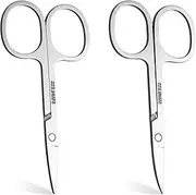 2 Pcs Small Grooming Scissors Curved and Stright Small Cuticle Scissors Manicure Scissors Multi-Purpose Stainless Steel Beauty Scissor for Facial Hair Eyebrow Eyelash Mustache