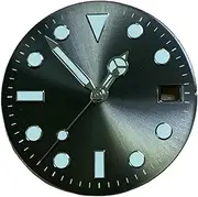 [Fitbitey] 1pcs 28.5mm Watch Dial Black Green Blue Dial Luminous Watch Face NH35 Movement Mod Parts Accessories Replacements(Grey)