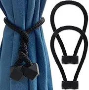 Yatinkim 2 Pack Magnetic Black Curtain Tiebacks Drapes Ties Window Draperies Holdbacks Twist Rope Modern Style Decorative Accessories Home Bedroom Dining