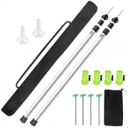 2X Kit Aluminum Camping Tarp Poles Telescoping Tent Pole Adjustable 90cm-230cm ALL set(Poles+Ropes+Pegs+Bags)