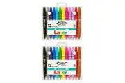2x 12pc Texta Laser Kids Non Toxic Arts Drawing Colouring 1mm Colour Markers