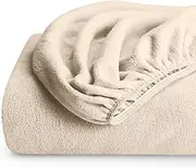 Super Soft Fleece Fitted Sheet - Full Size - Extra Plush Polar Fleece - Deep Pocket - All Season Cozy Warmth (Full, Sand)