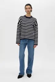 Oscar Knit Sweater in Navy Stripe - CAMILLA AND MARC® C&M