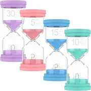 Minutes Glass Timer Versatile Hourglass Set 5/10/15/30 min Sandglass Sand Timers Colorful Hourglass Timer Sand Clock Visual Sand Clock Timer for Classroom, Home, Kitchen, Office