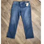 NYDJ Distressed Adore Lift Tux Technology Tapered Ankle Jeans 16 NEW High Rise
