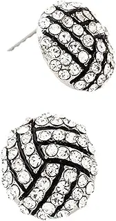 Softball Earrings - Sports Game Ball Earrings for Men | Cute Basketball Volleyball Baseball Football Shiny Crystal Sport Earrings Ear Studs for Women