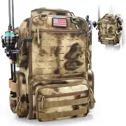 Fishing Backpack, Fishing Tackle Backpack with Rod Holders for 4 Boxes (Box N...