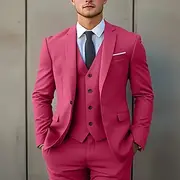 Men's Prom Business Suits Kentucky Derby Fuchsia Fashion Formal Solid Colored Horse Race Standard Fit 3 Piece Single Breasted Two-buttons