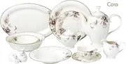 [Lorren Home Trends] Cora-57 57 Piece Dinnerware Set-Bone China Service for 8 People-Cora, One Size, Multicolor