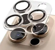for iPhone 16 Pro/iPhone 16 Pro Max Camera Lens Protector [with Tranparent Full Coverage Base], [AR+AF 98% Transmittance] Anti-Scratch Tempered Glass Cover, HD Clear,Gold