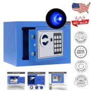 Elegant Blue Steel Security Safe with Sensor Lighting & 2 Lock Access Options