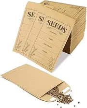 150pcs Seed Packets, 3.15" x 4.72" Self Sealing Seed Saving Envelopes Resealable Seed Bags Holder Pack Organizer Kraft Paper Small Parts Envelopes for Seeds Storage, with Collecting Templates