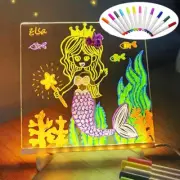 LED Lamp Acrylic Message Note Board Erasable USB Children's Drawing Board 7 Pens