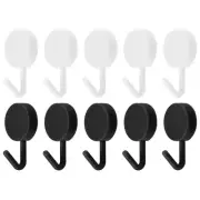 10Pcs Stainless Steel Wall Hooks/Adhesive Hooks for Kitchen (Black and White)