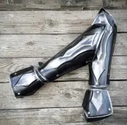 Pair of blackened steel bracers larp armor for medieval knight larp Armor
