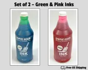 Graphic Design Ink Solvent Green and Pink 1 Quart Each Set of 2