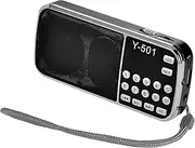Mingzhe Y-501 Mini FM Radio Digital Portable 3W Stereo Speaker MP3 o Player High Fideli Sound Quali w/ 0.75 Inch Display Screen LED Flashlight Support USB Drive TF Card AUX-in Earphone-Out