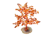 Crystal Chips Tree With Agate Slice Base Carnelian Ornaments Money Tree