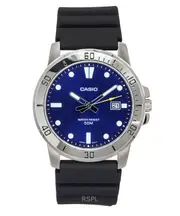 Casio Analog Resin Strap Blue Dial Japan Mov't Quartz MTP-VD01-2E 50M Mens Watch