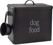 AuldHome Retro Dog Food Canister (Black); Modern Farmhouse Style Storage Bin for Pet Food