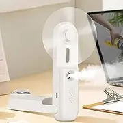 Portable Handheld Fan, Mini Rechargeable Handheld Fan, USB Spray Fan with，Pocket Fan, USB Powered Folding Personal Fan, Good for Travel, Eyelashes, Cute Small Pocket Fan for Women, Girl（white）