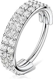 [OUFER Body Piercing] Belly Button Ring Hoop 14G 8 10 12mm Hinged Navel Ring Hoop Clicker Surgical Steel Belly Bars Piercing Jewellery CZ Paved Navel Belly Ring Hoop Piercing
