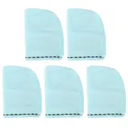 5Pcs Hair Drying Hat Cap Turban Absorbent Towel Wrap Bathing Supplies for Home TravelingBlue