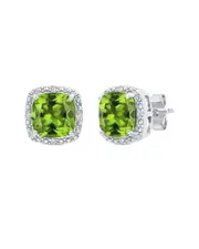 MaxColor Silver 2.60 ct. tw. Peridot Stud Earrings