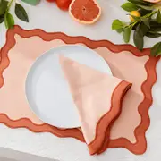 Maya Scalloped Tan Table Linen Range [MUSMASTLR23D]