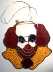 Clown Face Stained Glass Hanging Window SunCatcher Wall Art Piece
