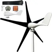 800W-1200W Wind Turbine Generator Kit 12V 24V 48V Home Wind Turbine Generator Kit with MPPT Controller and 5 Black Blades, Aluminum Alloy Shell for Boats Roofs Parks Farms,800w,12V