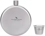 Boundless Voyage Hip Flask Titanium Flagon Portable Pocket Whiskey Flask for Camping Barbecue Bar Party Drinker 5oz Ti3066D