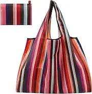 Runmeihe Reusable Grocery Bags, Large Capacity Rainbow Tote Shopping Bags, Fits in Pocket Washable Foldable Eco Friendly Duty Shopping HandyBag