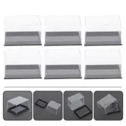6 Pcs Plastic Storage Mineral Specimen Display Box Cabinet Container Rock Case