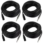 4-Pack 50ft XLR 3-Pin Male Cable to 6.35mm 1/4" Stereo Mono Shielded Cables Cord