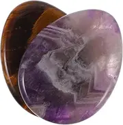 ARTSEWPLY 2Pcs Hand Carved Worry Stones Natural Massage Stone for Relaxation Home Decor Thumb Dreamy Amethyst for Positive Energy
