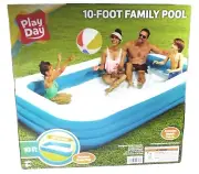 Play Day Inflatable 10 Ft Rectangular Family Swimming Above Ground Kiddie Pool