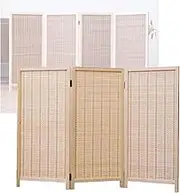 3/4/5/6 Panel Short Room Divider,Hand Woven Room Folding Screen with Wooden Frame,for Kindergarten Bedroom Studio(Color1,120x40cm-3panel)