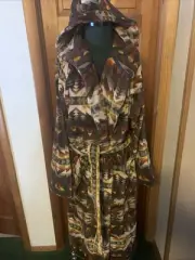 NWT Pendleton Tan/Brown/Gray Solstice Can Terry Velour Hooded Robe UNISEX S/M