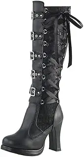 [SoonerQuicker] Knee High Boots Women High Heels Block Heel Platform Boots Leather Lace Up Boots Steampunk Gothic Vintage Cosplay