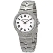 NWT Raymond Weil Parsifal Steel White Roman Dial Quartz Ladies Watch 5180ST00300