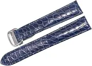 [GGZONE] RHAIYAN Watch Accessories Crocodile Leather Watch Band with Stainless Steel Folding Buckle Compatible with Cartier Tank Solo Series Strap Specific (Color : Blue, Size : 22MM_Silver Buckle)