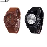 CLASSIC MEN WOMEN COUPLE BROWN STRAP WATCH WATERPROOF MULTI-