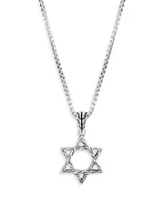 John Hardy Men's Sterling Silver Classic Chain Star of David Pendant Necklace, 20
