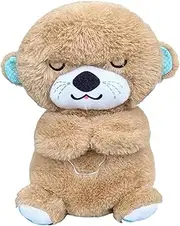 Plush Sound Machine Soothe Snuggle Otters, with Rhythmic Breathing Soothing Music & Light, Portable Plush Otters Sleeping Companion (Otters)