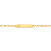 9ct 16cm Solid Figaro 1+1 Diamond I.d. Bracelet