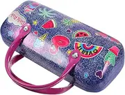 [Ipetboom] Creative Portable Glasses Case with Handle Stylish PU Leather Eyeglasses Storage Box for Boys and Cartoon Pattern Organizer to Protect and Store Glasses